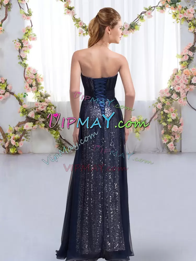 Most Popular Dark Purple Empire Chiffon and Sequined Sweetheart Sleeveless Sequins Floor Length Lace Up Quinceanera Dama Dress