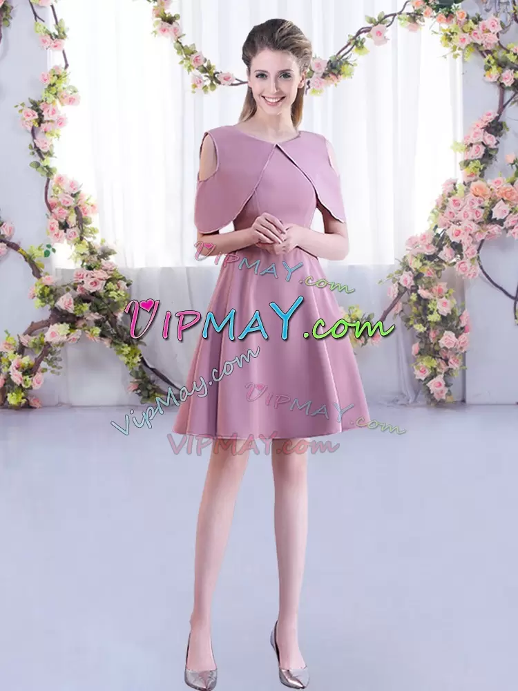 Admirable Mini Length Pink Wedding Guest Dresses Chiffon Half Sleeves Ruching