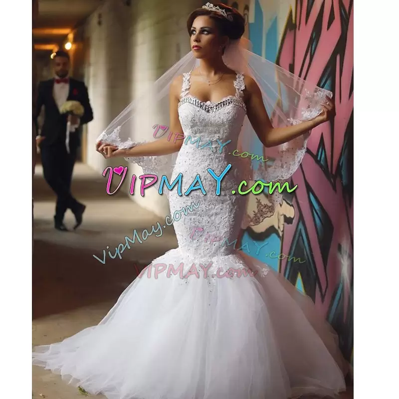 Sleeveless Sweetheart Sweep Train Side Zipper With Train Beading and Appliques Wedding Gowns Sweetheart