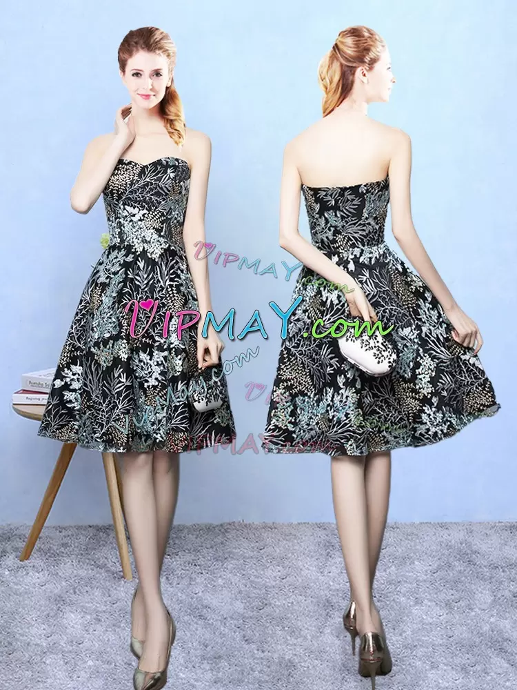 Knee Length Zipper Vestidos de Damas Multi-color for Prom and Party and Wedding Party with Pattern