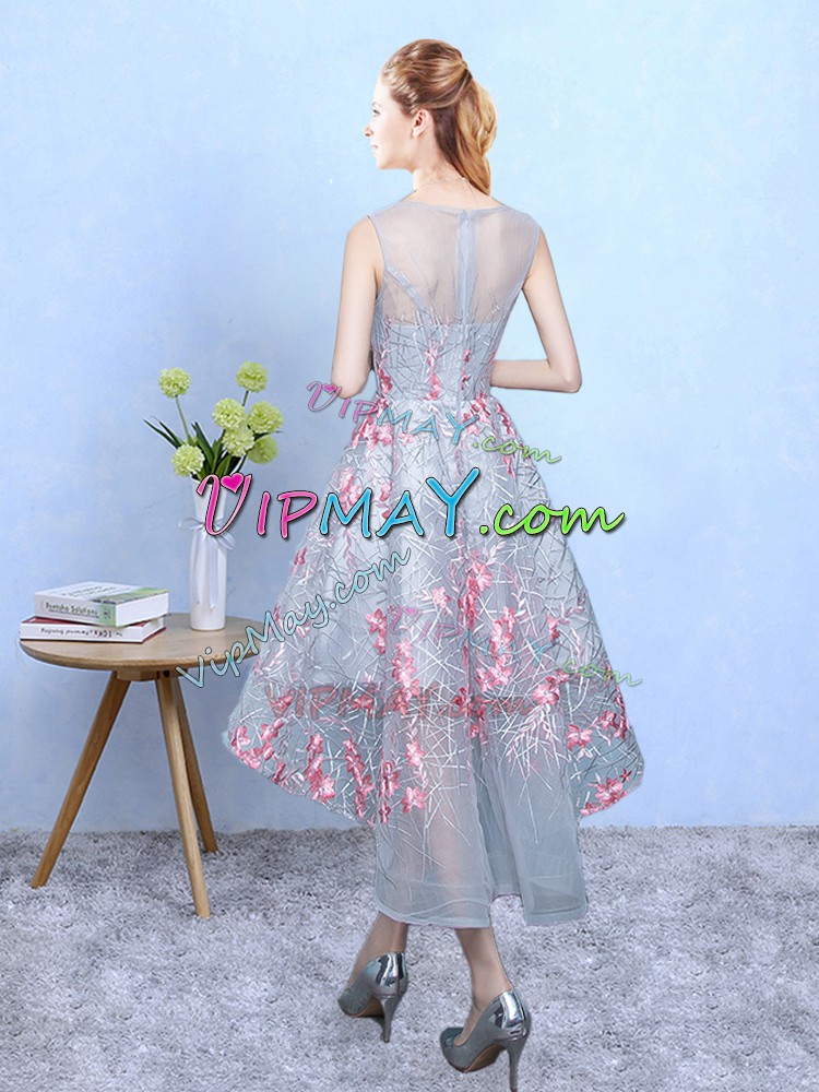 Multi-color Organza Zipper Wedding Guest Dresses Sleeveless High Low Embroidery