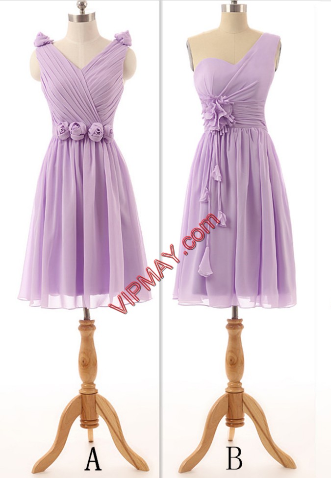 Pretty Mini Length Empire Sleeveless Lavender Bridesmaid Dresses