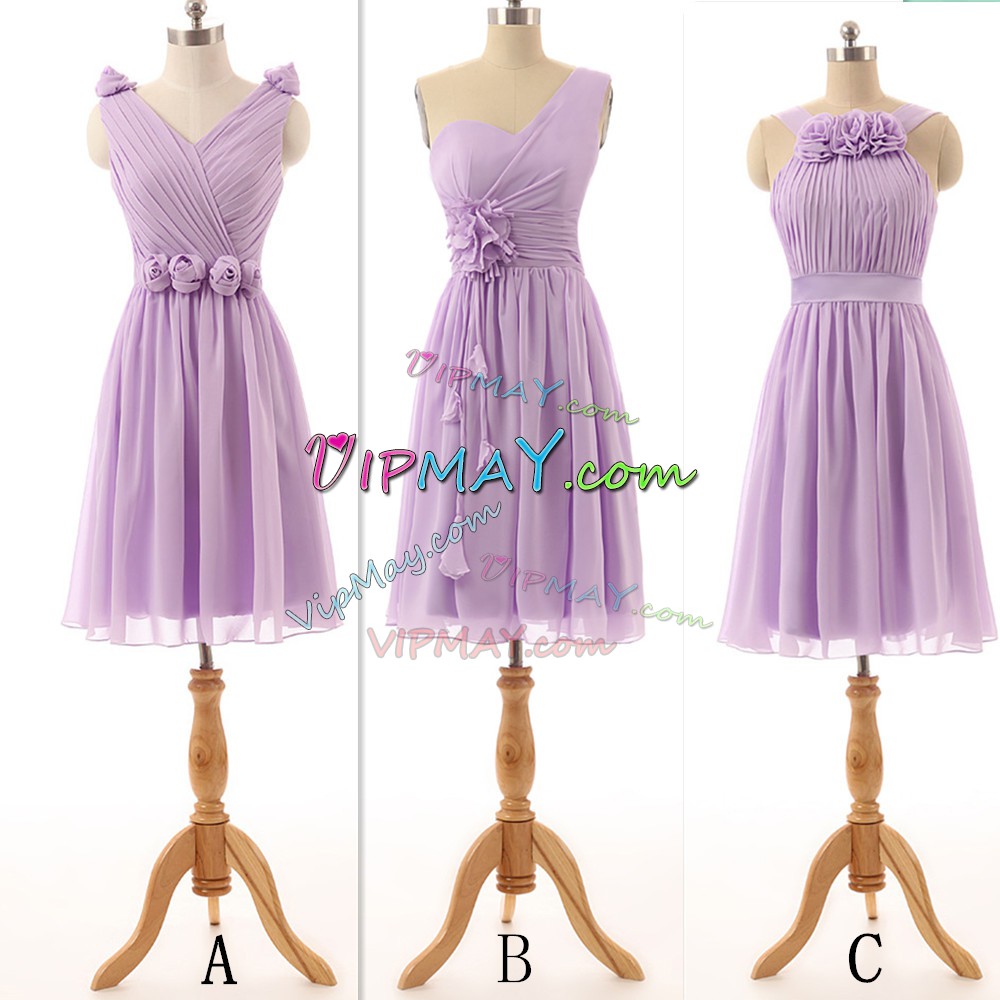 Pretty Mini Length Empire Sleeveless Lavender Bridesmaid Dresses