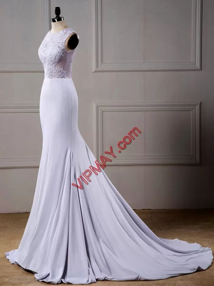 Eye-catching Lace Wedding Gown White Lace Up Sleeveless Sweep Train