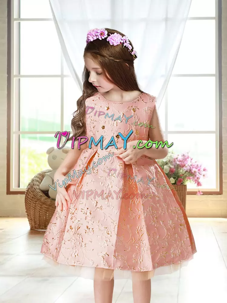 Embroidery Pageant Gowns Pink Zipper Sleeveless Mini Length