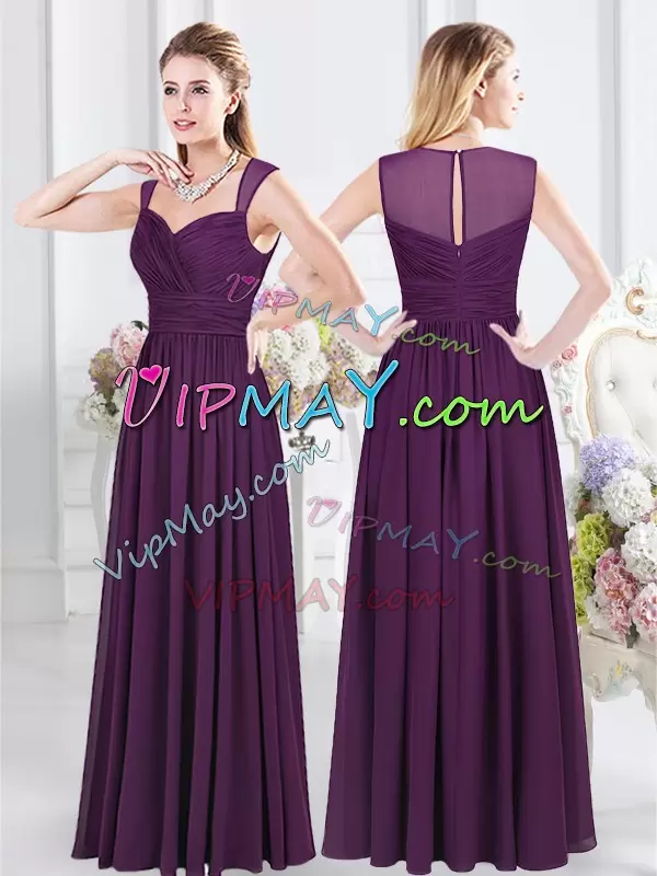 Hot Sale Sleeveless Straps Ruching Zipper Bridesmaids Dress