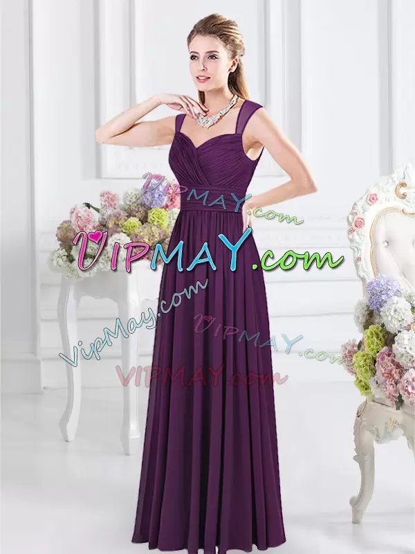 Hot Sale Sleeveless Straps Ruching Zipper Bridesmaids Dress