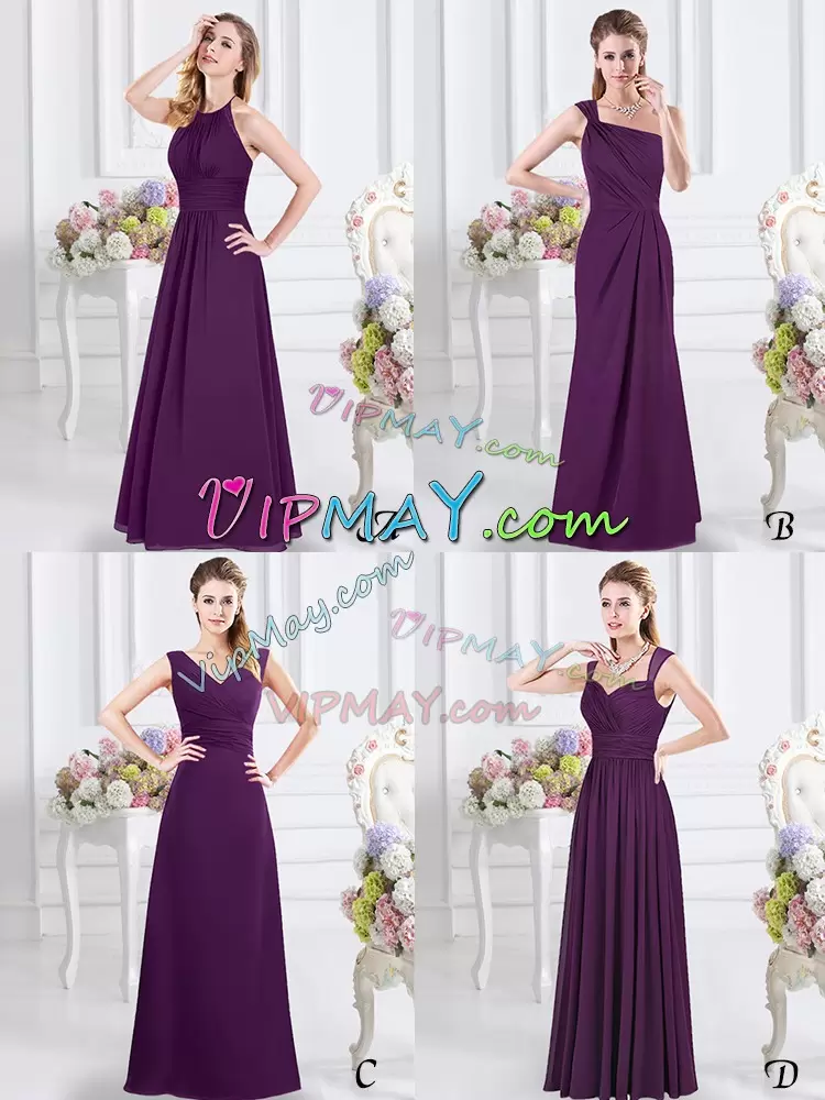 Hot Sale Sleeveless Straps Ruching Zipper Bridesmaids Dress