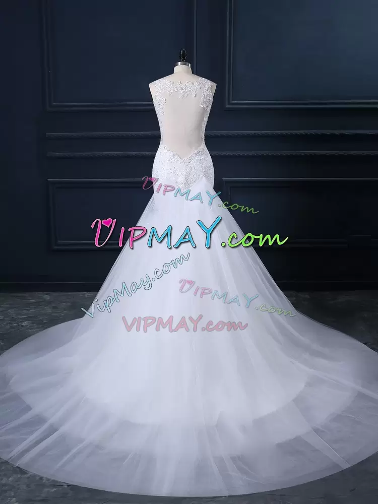 Traditional White Straps Neckline Lace Wedding Dress Sleeveless Side Zipper