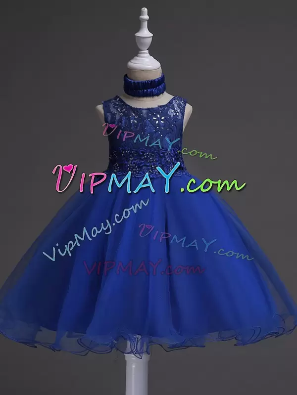 royal blue little girl pageant dress,sleeveless little girl pageant dress,organza little girl pageant dress,little girl pageant dress with big bow,