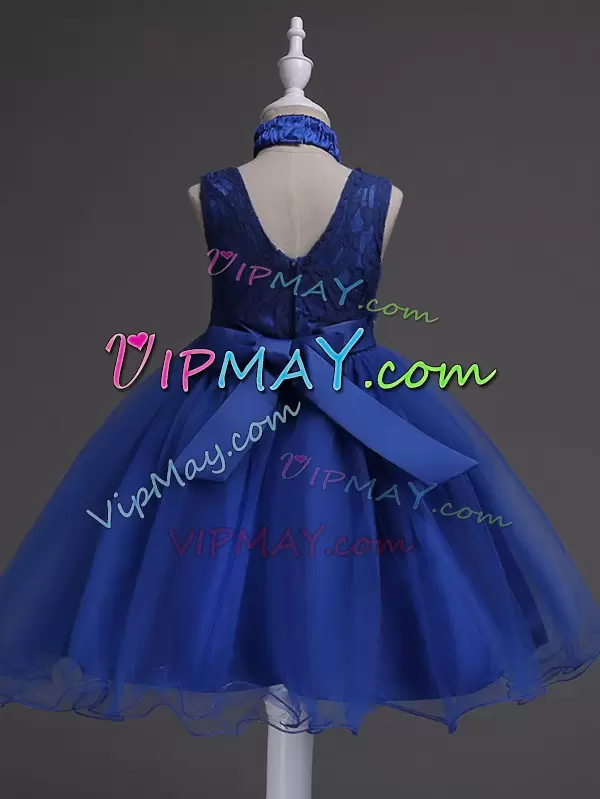 royal blue little girl pageant dress,sleeveless little girl pageant dress,organza little girl pageant dress,little girl pageant dress with big bow,