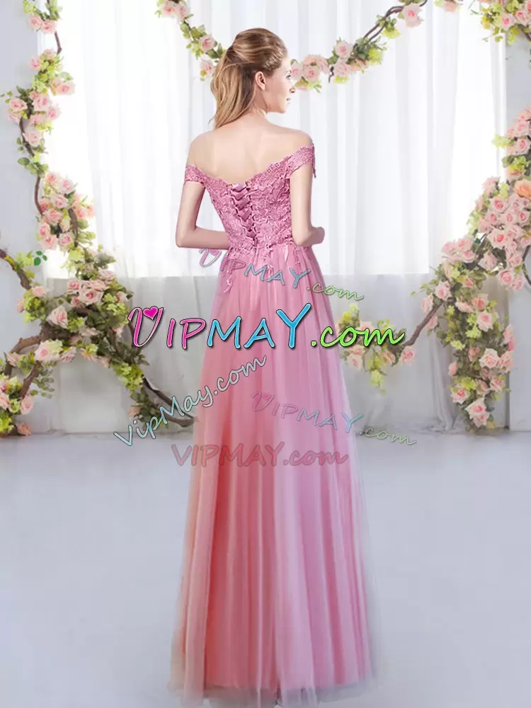 Sumptuous Off The Shoulder Sleeveless Tulle Bridesmaid Gown Lace Lace Up