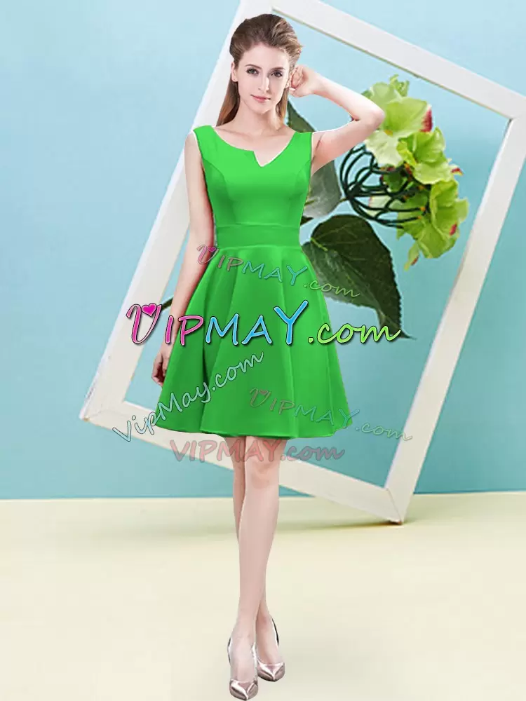 Green Zipper Asymmetric Ruching Quinceanera Dama Dress Satin Sleeveless