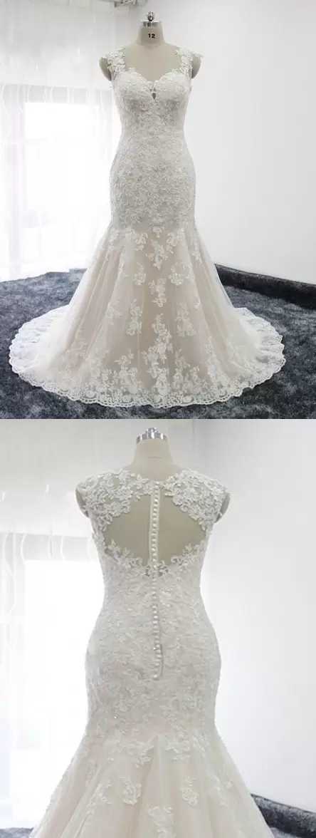 New Style Zipper Wedding Dresses White for Beach and Wedding Party with Lace and Appliques Brush Train