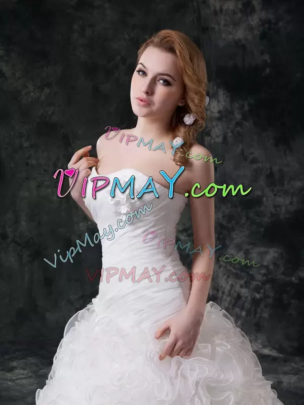 With Train White Celebrity Dress Sweetheart Sleeveless Court Train Lace Up