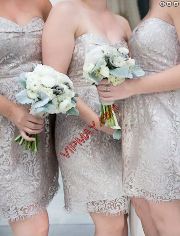 Dramatic Grey Sweetheart Lace and Appliques Wedding Guest Dresses Sleeveless