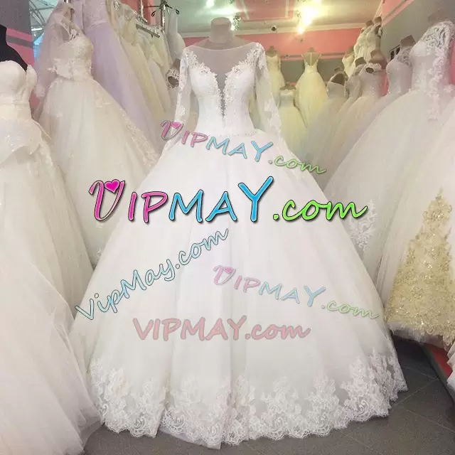 With Train Backless Wedding Gowns White for Beach and Wedding Party with Appliques Court Train