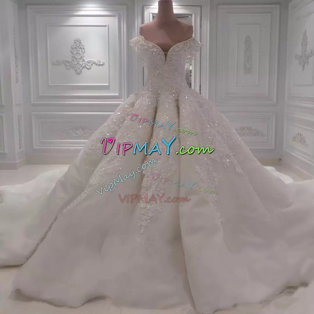 Lovely White Sleeveless Beading and Lace Side Zipper Wedding Gowns Sweetheart