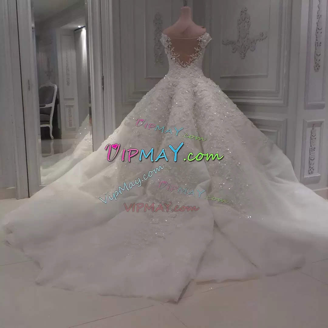 Lovely White Sleeveless Beading and Lace Side Zipper Wedding Gowns Sweetheart