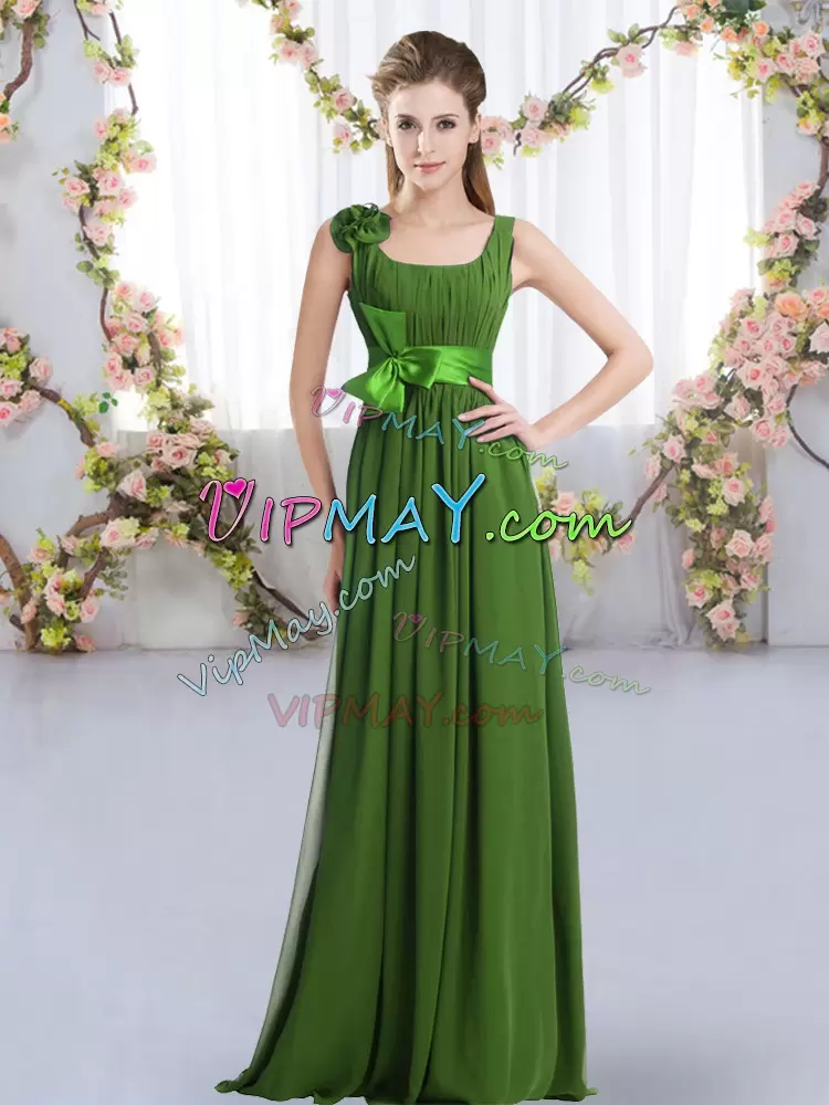 green color bridesmaid dress,chiffon bridesmaid dress long,chiffon long formal dress,handmade flower quineanera dress,sleeveless formal dress,