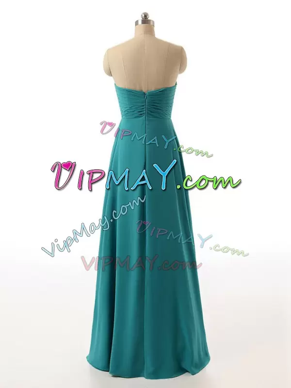 Graceful Turquoise Sleeveless Chiffon Zipper Bridesmaid Dresses for Prom and Party and Military Ball and Beach and Wedding Party