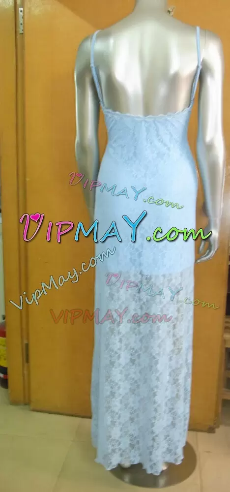 New Arrival Floor Length Column/Sheath Sleeveless Baby Blue Bridesmaid Gown Backless