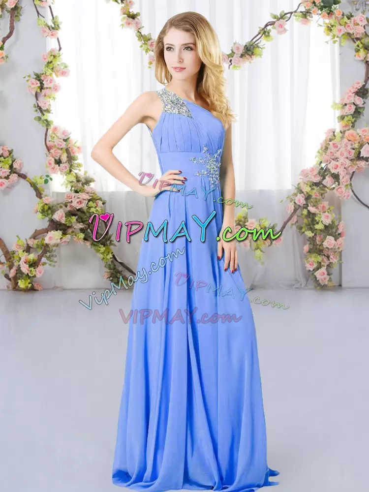 Lavender Zipper Wedding Party Dress Beading Sleeveless Floor Length