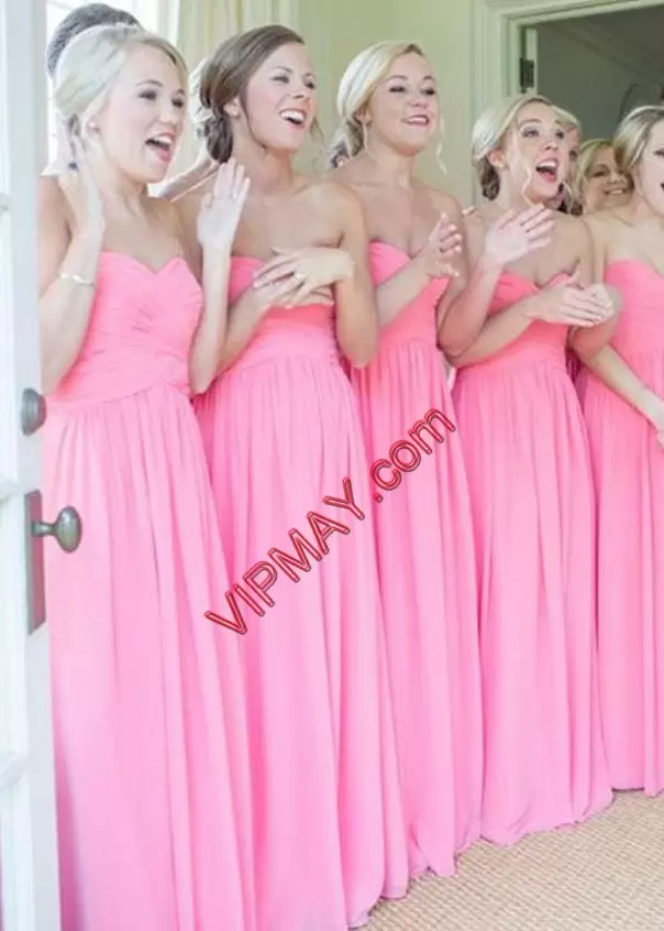 Edgy Rose Pink Sleeveless Chiffon Quinceanera Dama Dress for Prom and Party and Military Ball and Beach and Wedding Party