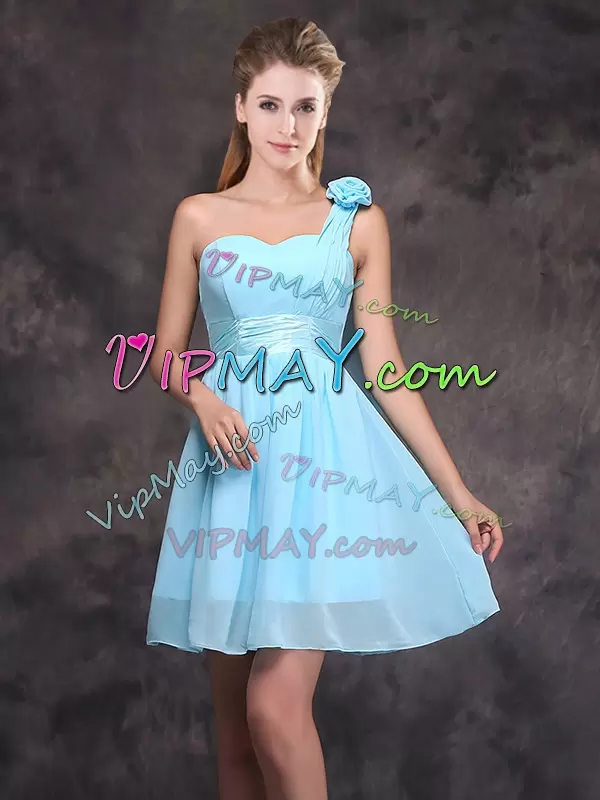 New Arrival Baby Blue Sleeveless Chiffon Zipper Wedding Party Dress for Prom and Party and Wedding Party