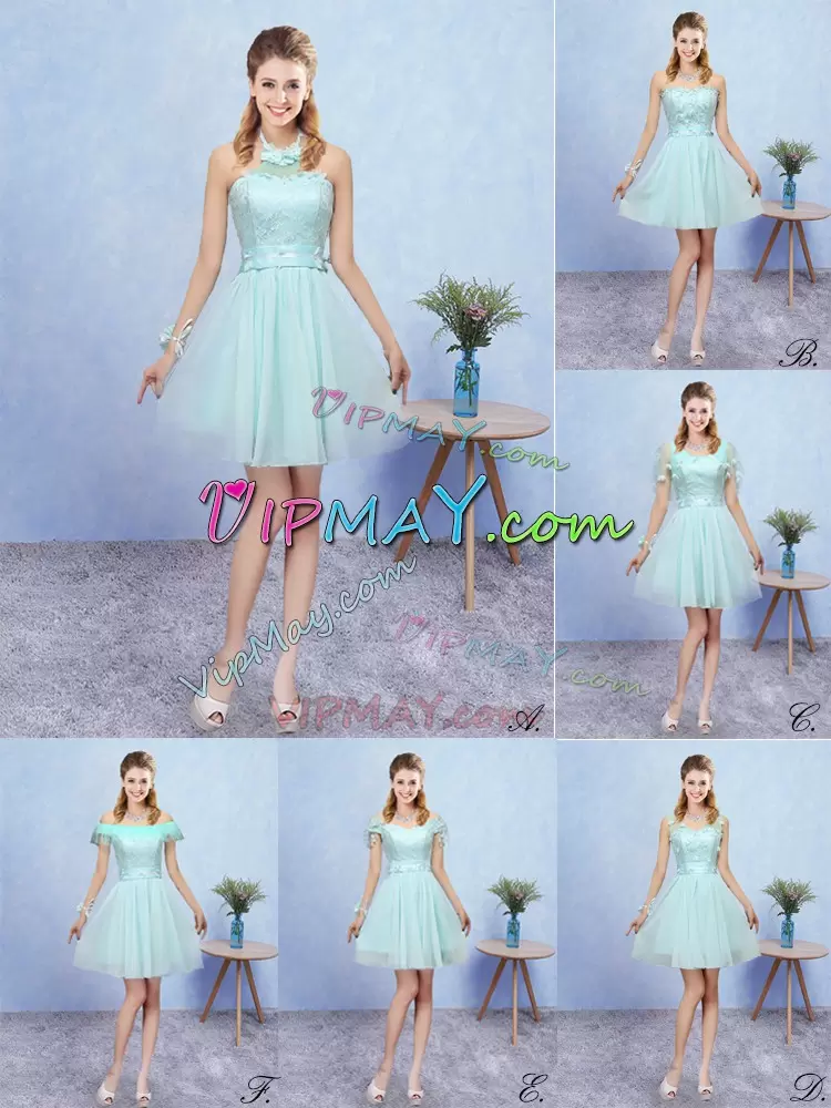 Most Popular Tulle Cap Sleeves Mini Length Dama Dress and Appliques