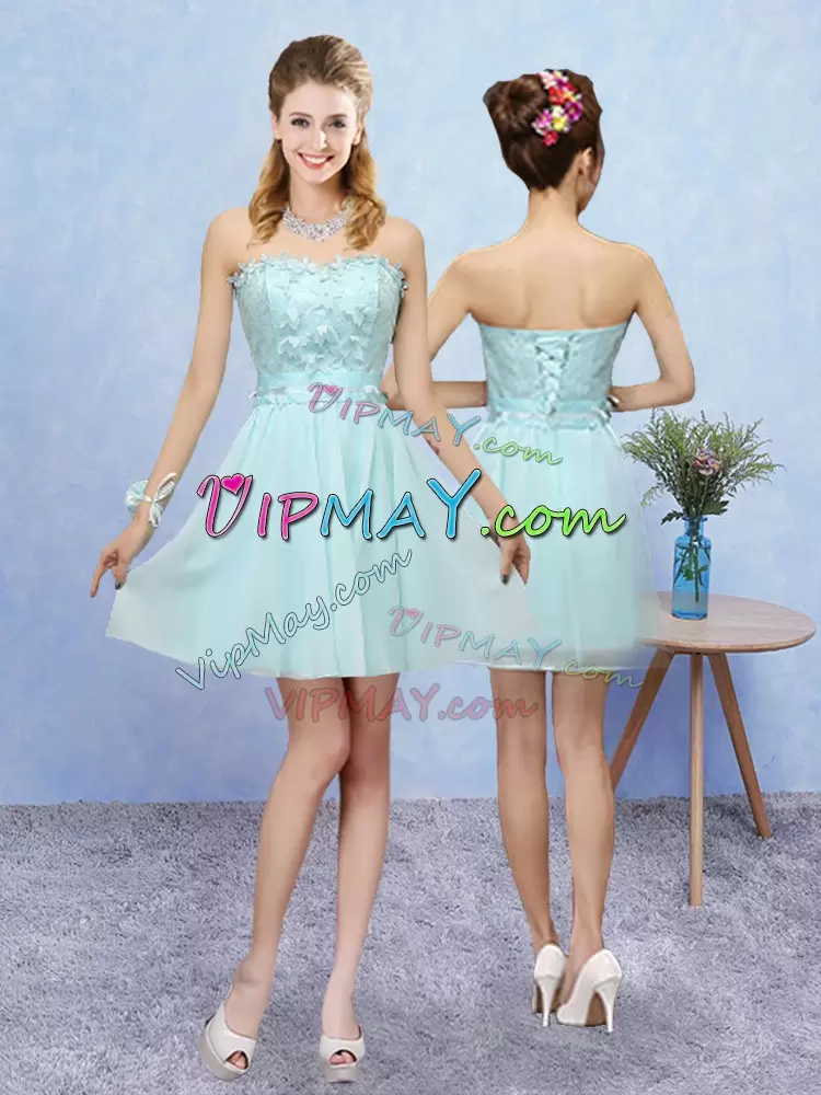 Most Popular Tulle Cap Sleeves Mini Length Dama Dress and Appliques