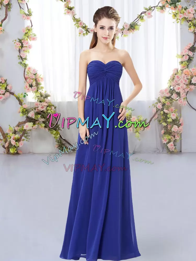 Chiffon Sweetheart Sleeveless Zipper Ruching Bridesmaid Dresses in Royal Blue