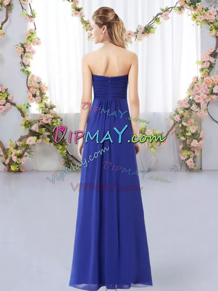 Chiffon Sweetheart Sleeveless Zipper Ruching Bridesmaid Dresses in Royal Blue