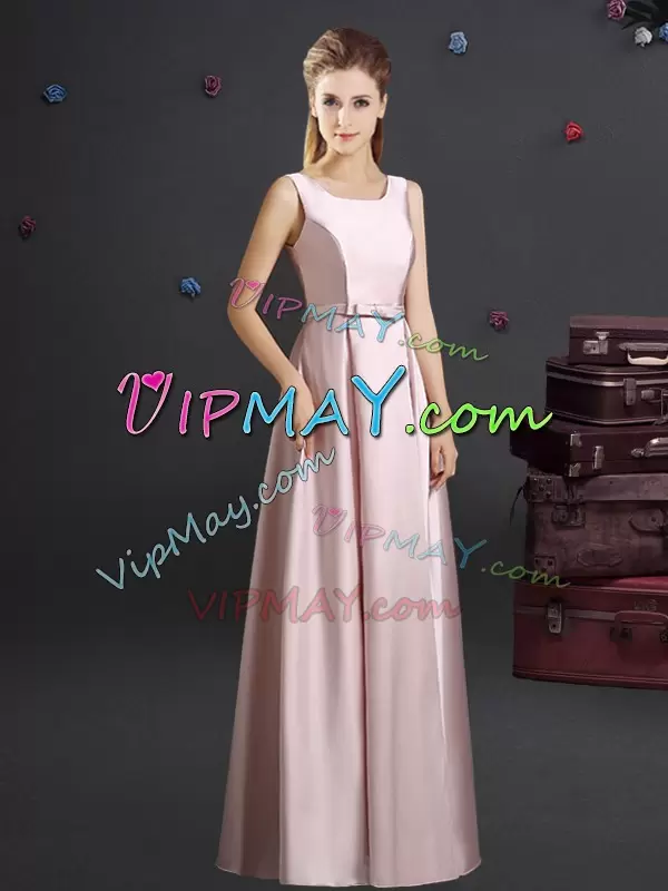 Flirting Floor Length Empire Sleeveless Pink Wedding Guest Dresses Zipper