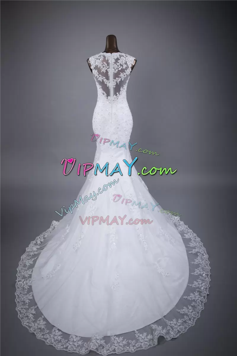 Cute Cap Sleeves Beading and Appliques Zipper Wedding Dresses with White