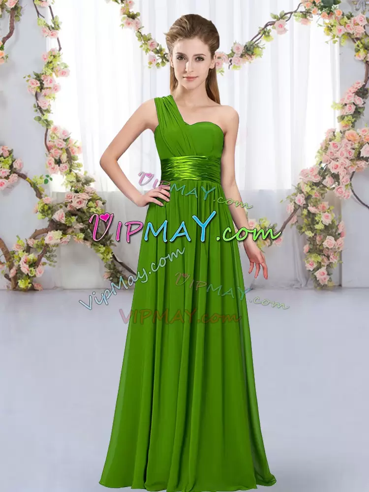 Green Sleeveless Belt Floor Length Wedding Party Dress