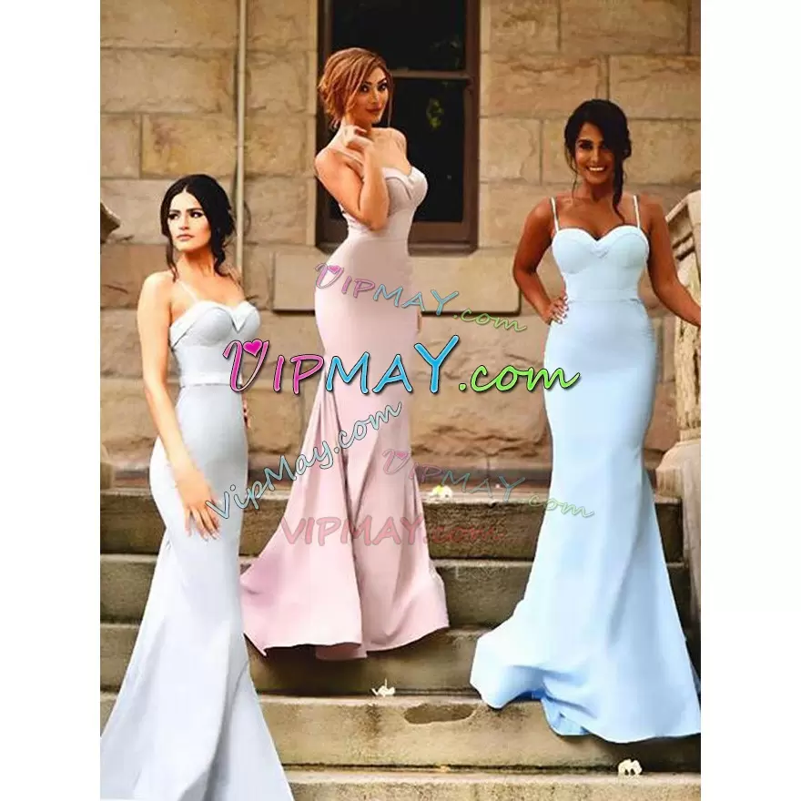 Satin Sleeveless Quinceanera Court Dresses Sweep Train and Ruching