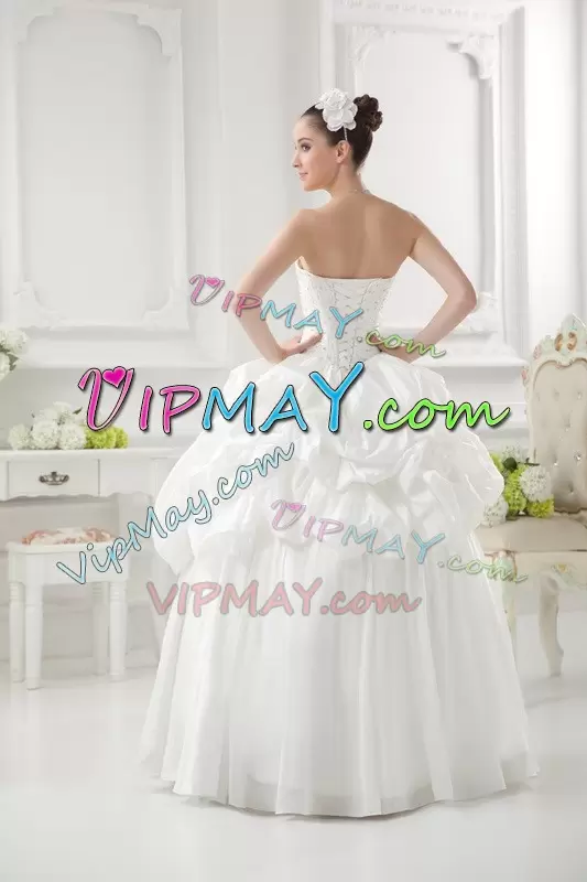 Custom Made White Lace Up Celeb Inspired Gowns Beading and Pick Ups Sleeveless Floor Length