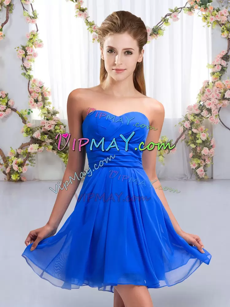 Royal Blue Sleeveless Chiffon Lace Up Bridesmaid Dress for Wedding Party