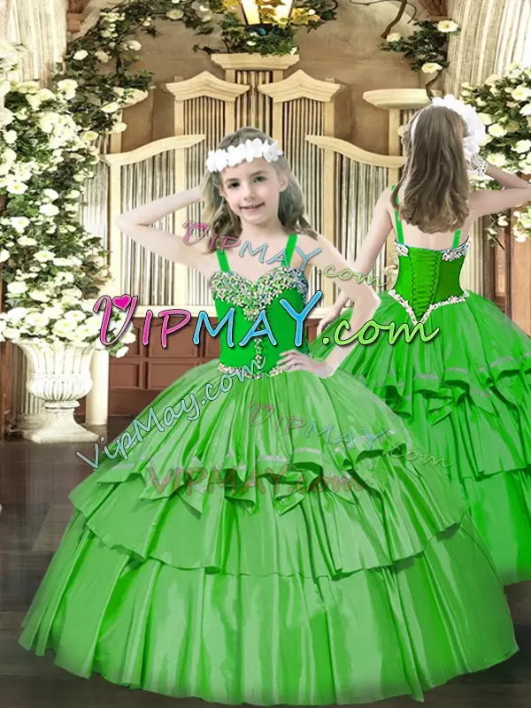 green pageant dress for little girls,green mini quinceanera dress,layered flower girl dress,custom made little girl pageant dress,
