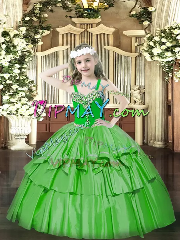 green pageant dress for little girls,green mini quinceanera dress,layered flower girl dress,custom made little girl pageant dress,