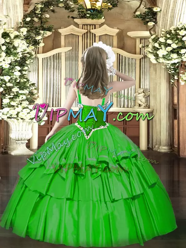 green pageant dress for little girls,green mini quinceanera dress,layered flower girl dress,custom made little girl pageant dress,