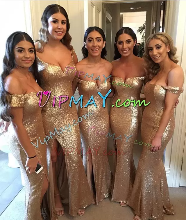 off the shoulder mother of the bride dress,cheap gold sequin bridesmaid dress,gold floor length bridesmaid dress,rose gold bridesmaid dress long,sequin bridesmaids dress,full sequin pageant dress for teenage girl,mermaid dress for bridesmaids,long party dress with slits,