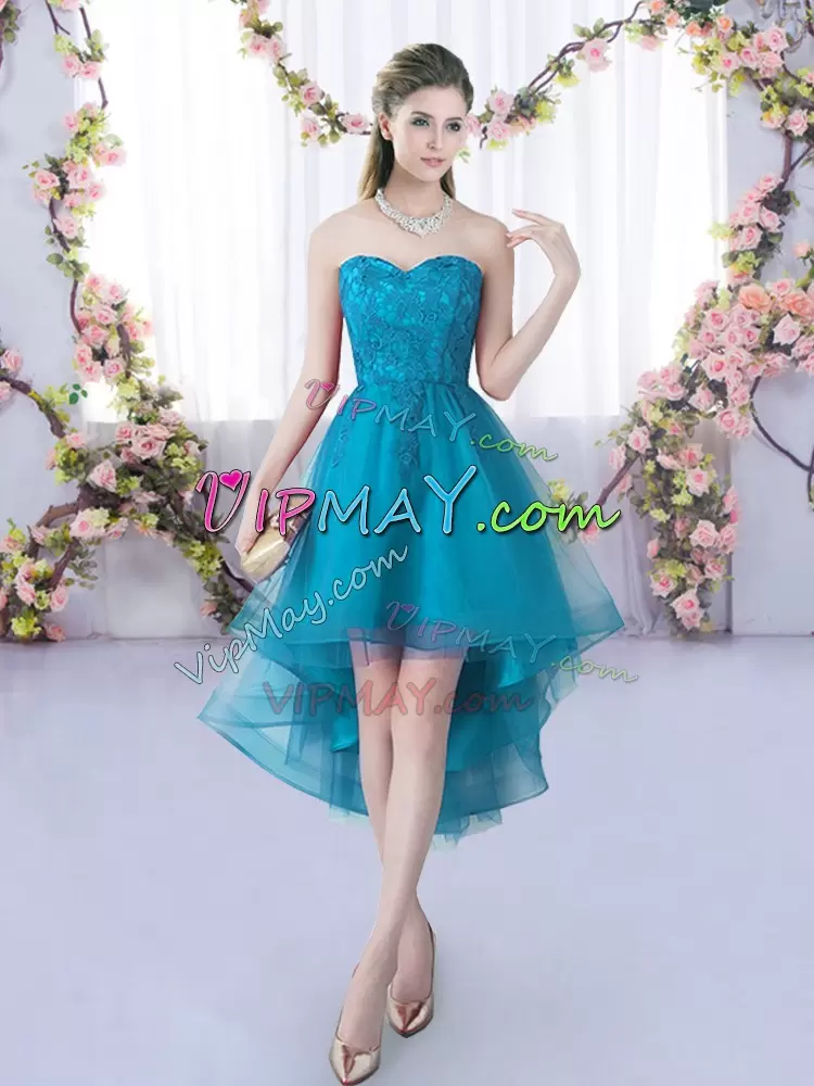 Sweetheart Sleeveless Tulle Bridesmaid Dress Lace Lace Up