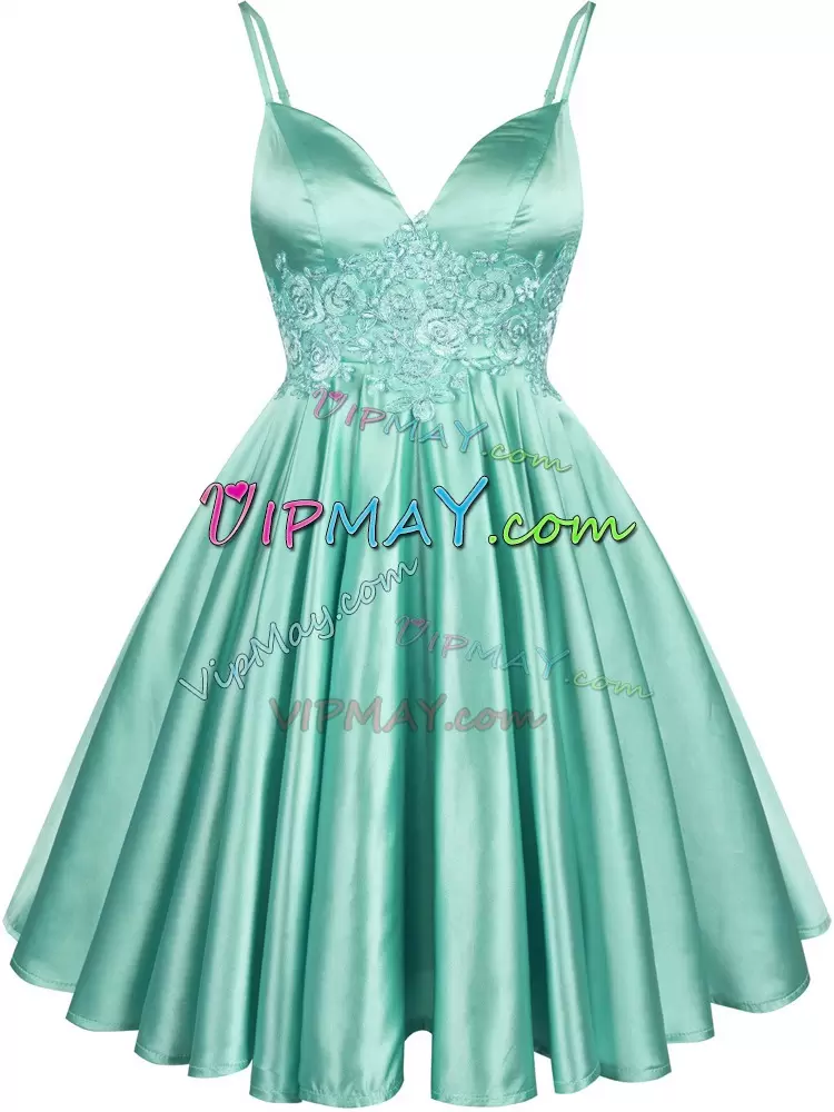 Sleeveless Spaghetti Straps Lace Up Knee Length Lace Quinceanera Court Dresses Spaghetti Straps