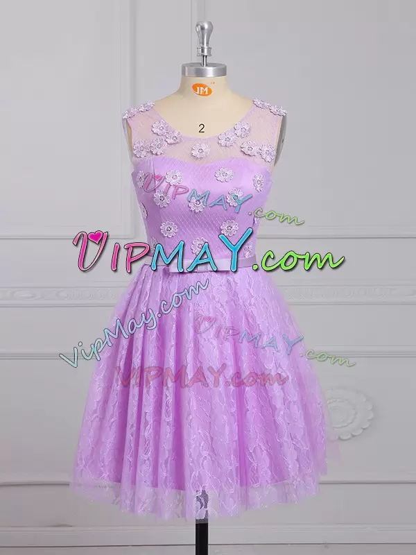 Amazing Lilac Sleeveless Lace Lace Up Quinceanera Court Dresses for Prom and Party and Wedding Party