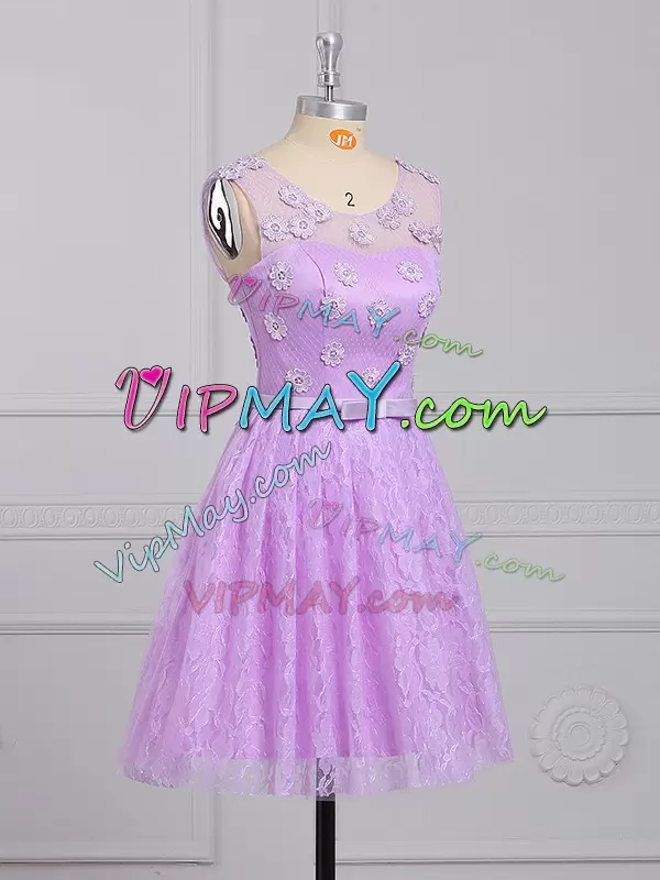 Amazing Lilac Sleeveless Lace Lace Up Quinceanera Court Dresses for Prom and Party and Wedding Party