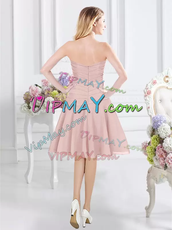 Pink Sweetheart Neckline Ruching Bridesmaid Gown Sleeveless Zipper
