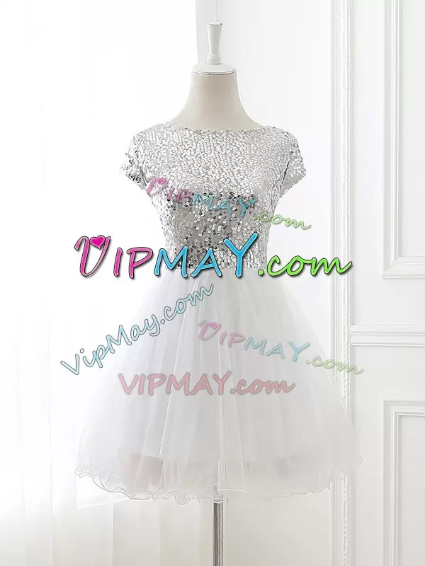 white bridesmaid dress,cheap short white formal dress,short sequin bridesmaid dress,short sequin cocktail dress,