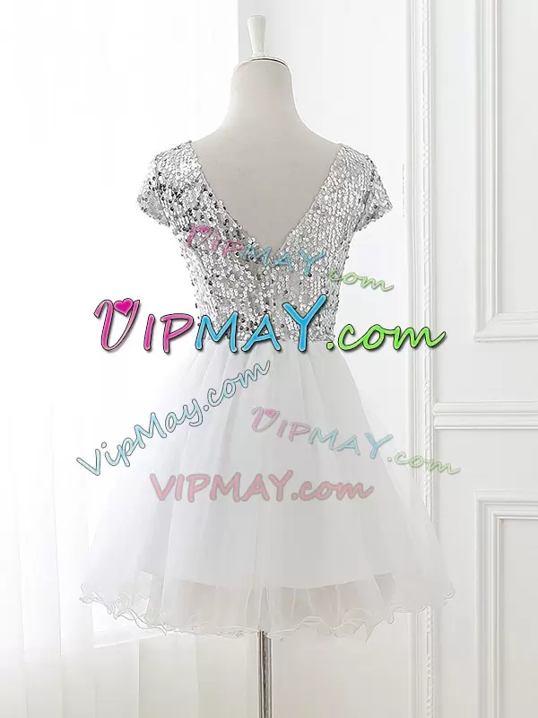 white bridesmaid dress,cheap short white formal dress,short sequin bridesmaid dress,short sequin cocktail dress,